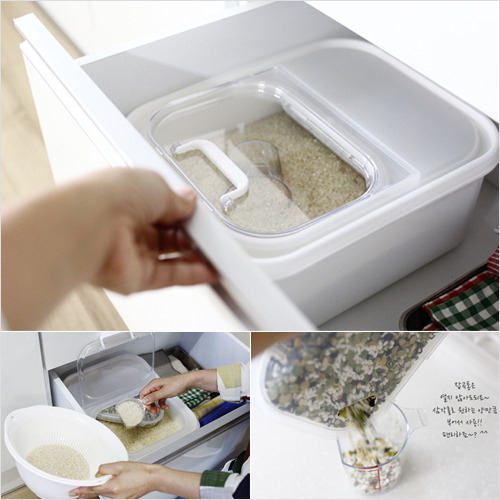 6kg 윈도우 쌀통 (서랍용/잡곡보관함+계량컵 포함)
